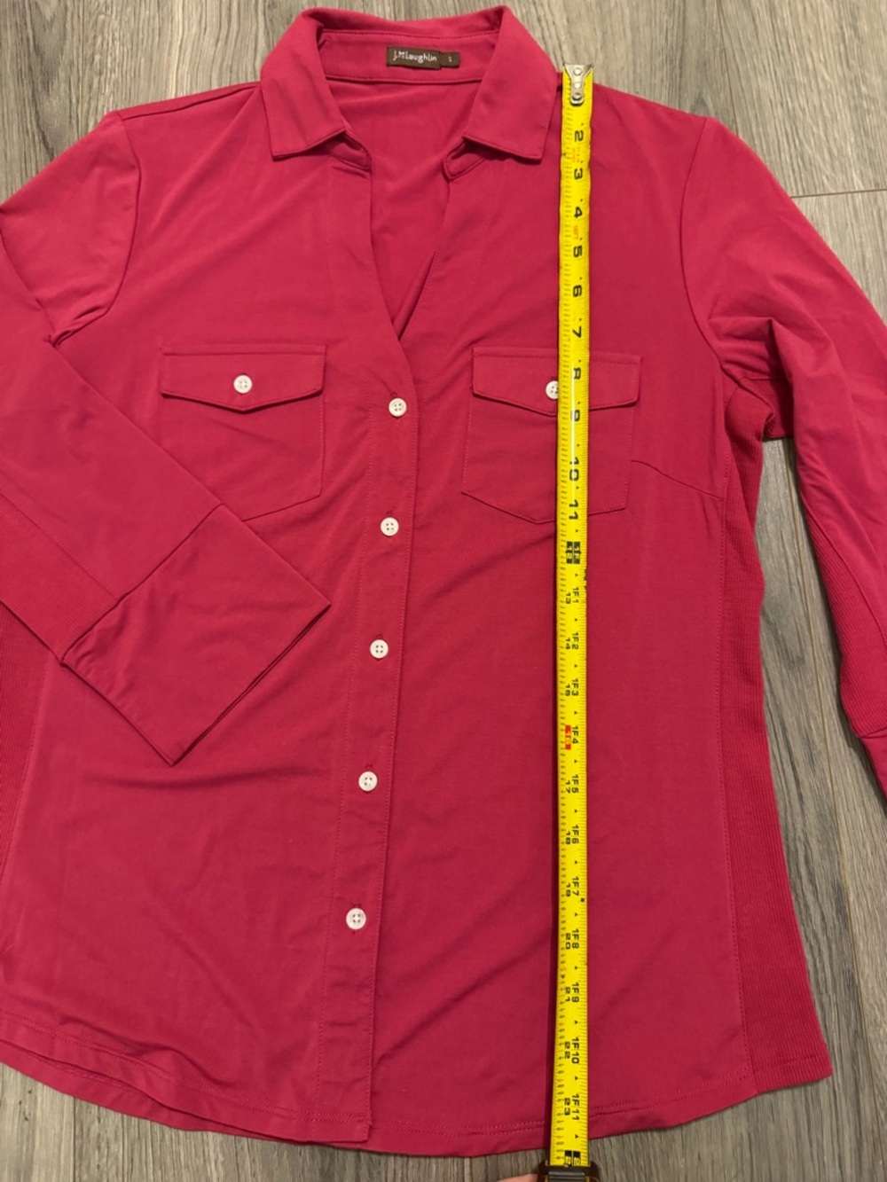 J. McLaughlin Raspberry Button-Front Jersey Shirt - Picture 4 of 6